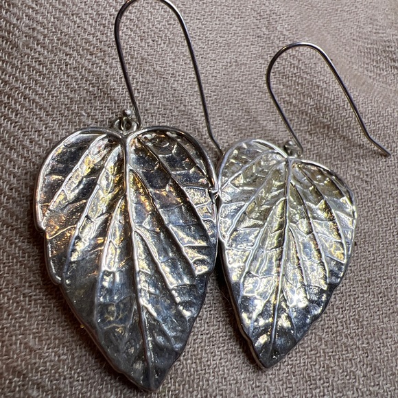 Jewelry Sterling Silver Leaf Dangle Earrings Marked B 925 Israel